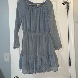 H&M Divided Long sleeve Baby Blue Sheer Dress